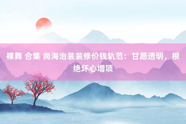 裸舞 合集 尚海治装装修价钱轨范：甘愿透明，根绝坏心增项