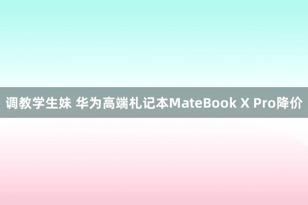 调教学生妹 华为高端札记本MateBook X Pro降价