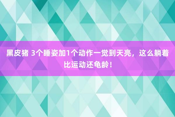 黑皮猪 3个睡姿加1个动作一觉到天亮，这么躺着比运动还龟龄！