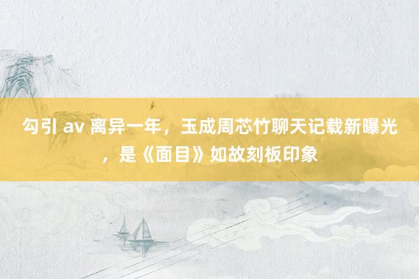 勾引 av 离异一年，玉成周芯竹聊天记载新曝光，是《面目》如故刻板印象