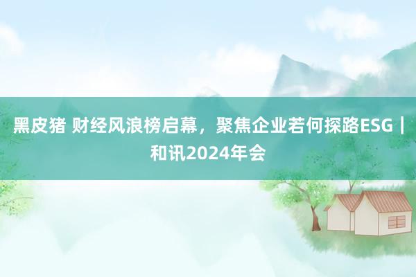 黑皮猪 财经风浪榜启幕，聚焦企业若何探路ESG｜和讯2024年会