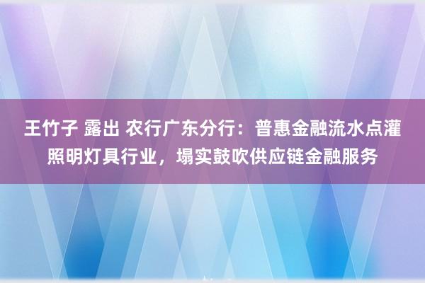 王竹子 露出 农行广东分行：普惠金融流水点灌照明灯具行业，塌实鼓吹供应链金融服务