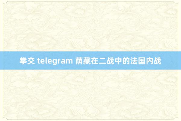 拳交 telegram 荫藏在二战中的法国内战