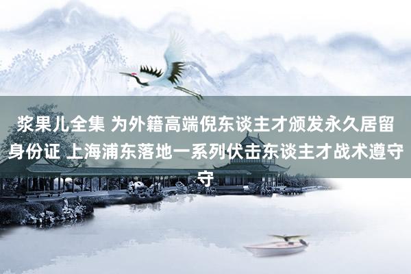 浆果儿全集 为外籍高端倪东谈主才颁发永久居留身份证 上海浦东落地一系列伏击东谈主才战术遵守