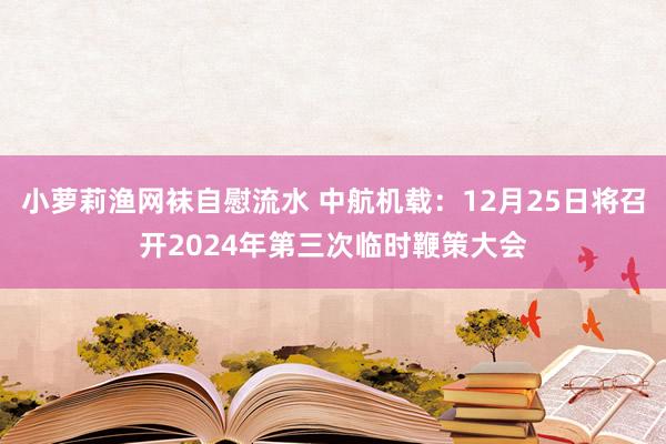 小萝莉渔网袜自慰流水 中航机载：12月25日将召开2024年第三次临时鞭策大会