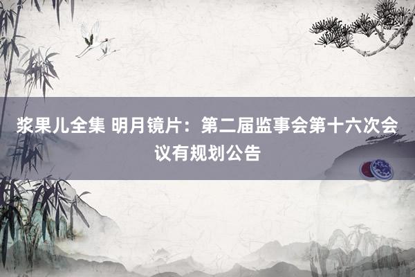 浆果儿全集 明月镜片：第二届监事会第十六次会议有规划公告