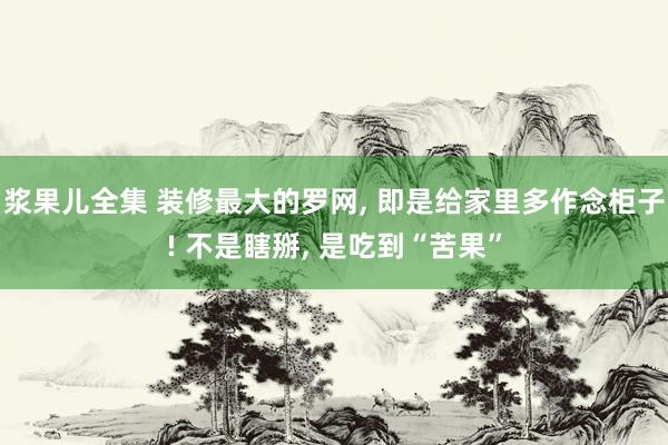 浆果儿全集 装修最大的罗网， 即是给家里多作念柜子! 不是瞎掰， 是吃到“苦果”