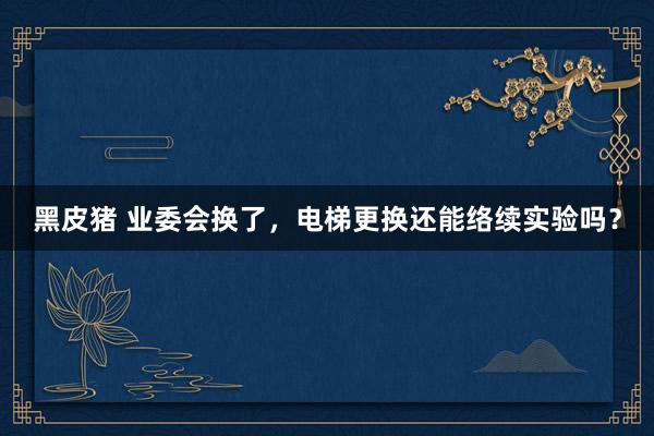 黑皮猪 业委会换了，电梯更换还能络续实验吗？