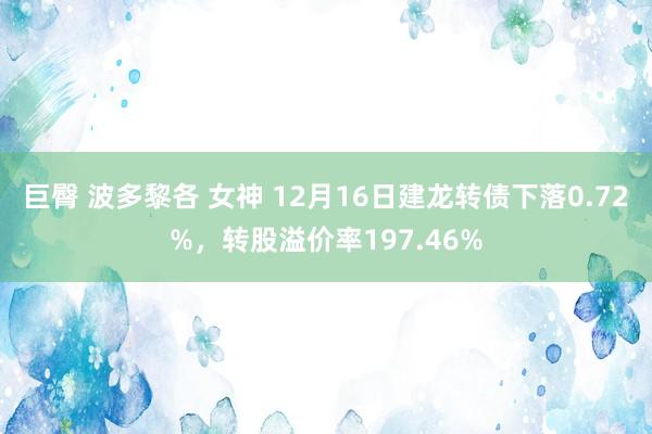 巨臀 波多黎各 女神 12月16日建龙转债下落0.72%，转股溢价率197.46%