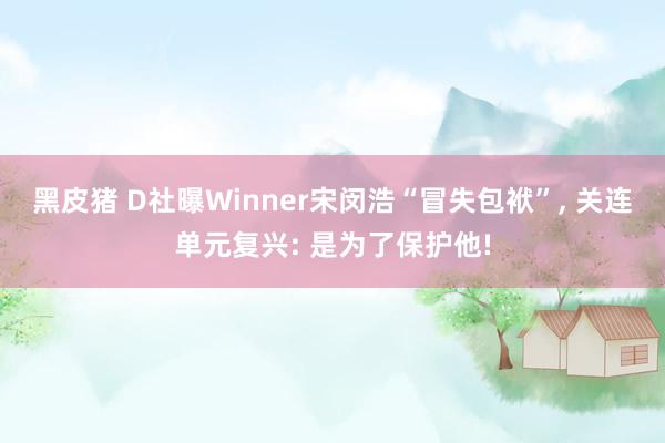黑皮猪 D社曝Winner宋闵浩“冒失包袱”， 关连单元复兴: 是为了保护他!