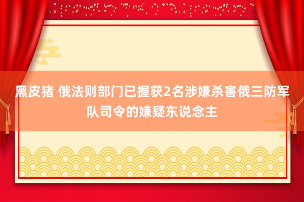 黑皮猪 俄法则部门已握获2名涉嫌杀害俄三防军队司令的嫌疑东说念主