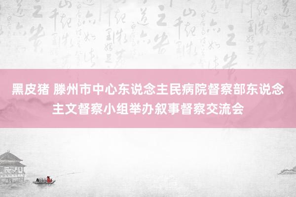 黑皮猪 滕州市中心东说念主民病院督察部东说念主文督察小组举办叙事督察交流会