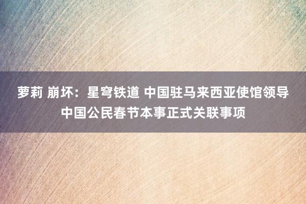萝莉 崩坏：星穹铁道 中国驻马来西亚使馆领导中国公民春节本事正式关联事项