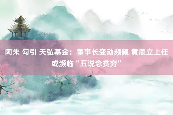 阿朱 勾引 天弘基金：董事长变动频频 黄辰立上任或濒临“五说念贫穷”