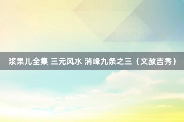 浆果儿全集 三元风水 消峰九条之三（文赦吉秀）