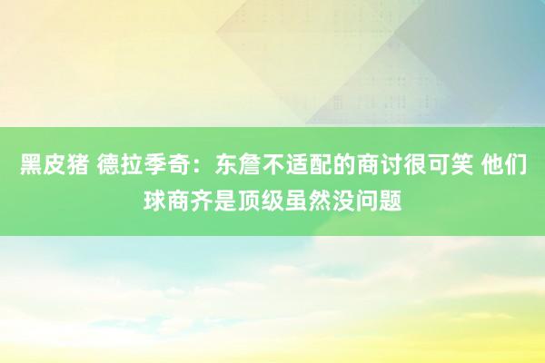 黑皮猪 德拉季奇：东詹不适配的商讨很可笑 他们球商齐是顶级虽然没问题