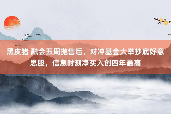 黑皮猪 融会五周抛售后，对冲基金大举抄底好意思股，信息时刻净买入创四年最高