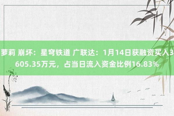 萝莉 崩坏：星穹铁道 广联达：1月14日获融资买入3605.35万元，占当日流入资金比例16.83%