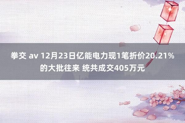 拳交 av 12月23日亿能电力现1笔折价20.21%的大批往来 统共成交405万元