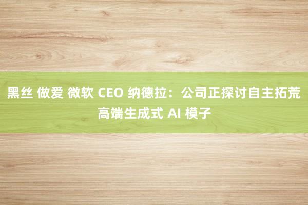 黑丝 做爱 微软 CEO 纳德拉：公司正探讨自主拓荒高端生成式 AI 模子