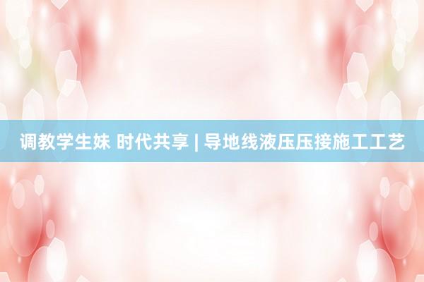 调教学生妹 时代共享 | 导地线液压压接施工工艺