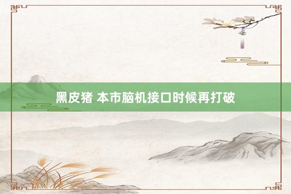 黑皮猪 本市脑机接口时候再打破