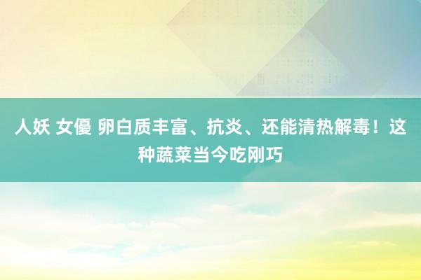 人妖 女優 卵白质丰富、抗炎、还能清热解毒！这种蔬菜当今吃刚巧