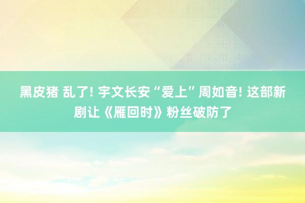 黑皮猪 乱了! 宇文长安“爱上”周如音! 这部新剧让《雁回时》粉丝破防了