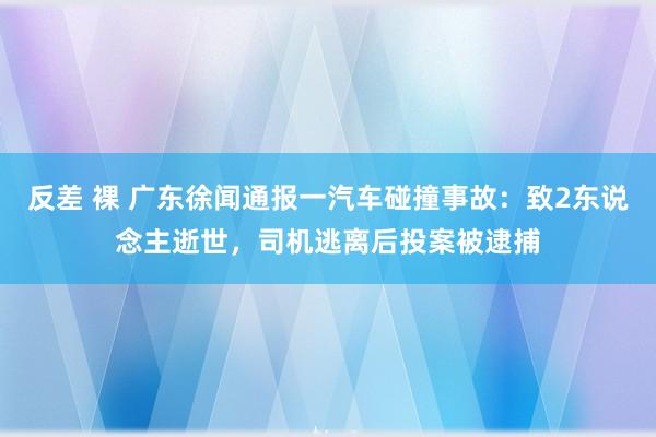 反差 裸 广东徐闻通报一汽车碰撞事故：致2东说念主逝世，司机逃离后投案被逮捕