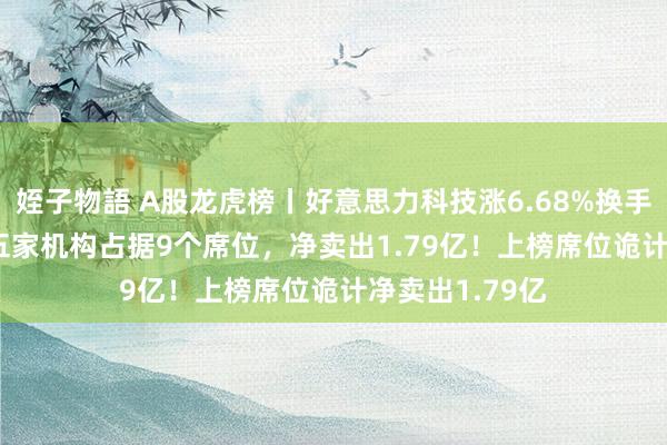 姪子物語 A股龙虎榜丨好意思力科技涨6.68%换手率38.59%，五家机构占据9个席位，净卖出1.79亿！上榜席位诡计净卖出1.79亿