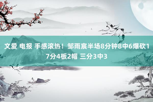 文爱 电报 手感滚热！邹雨宸半场8分钟8中6爆砍17分4板2帽 三分3中3