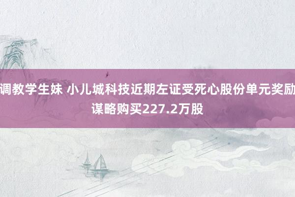 调教学生妹 小儿城科技近期左证受死心股份单元奖励谋略购买227.2万股