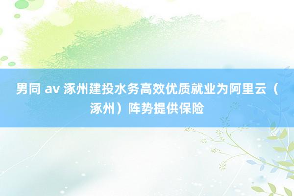 男同 av 涿州建投水务高效优质就业为阿里云（涿州）阵势提供保险