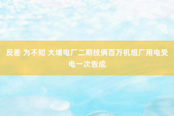 反差 为不知 大埔电厂二期技俩百万机组厂用电受电一次告成