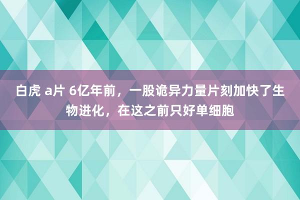 白虎 a片 6亿年前，一股诡异力量片刻加快了生物进化，在这之前只好单细胞