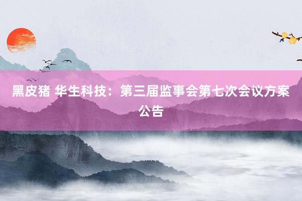 黑皮猪 华生科技：第三届监事会第七次会议方案公告